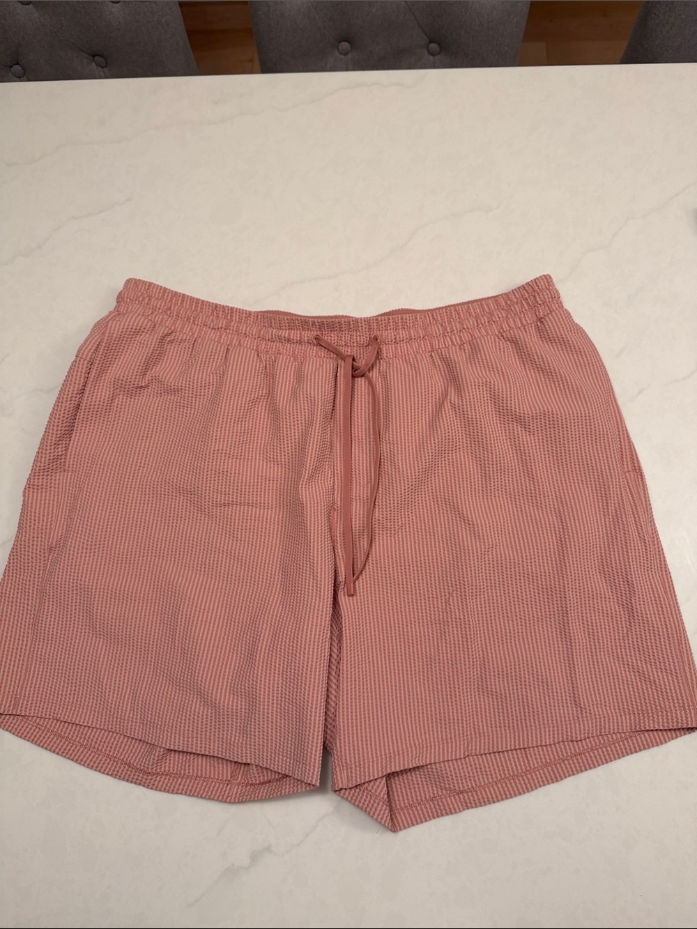 lululemon athletica Pink Seersucker Drawstring Swim Trunks